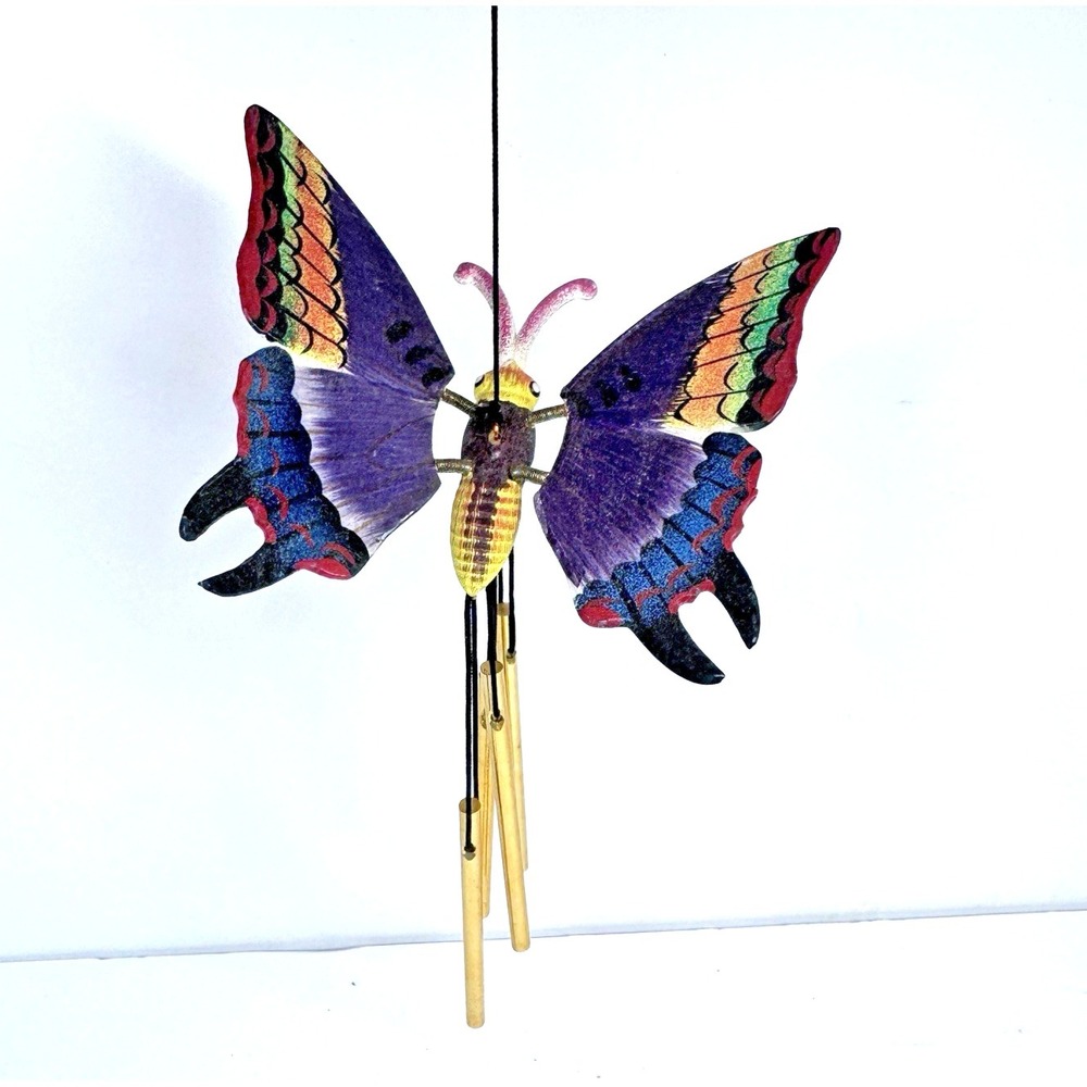 Vintage Colorful Butterfly Wind Chime Hanging Decor Spring Garden Patio Decor